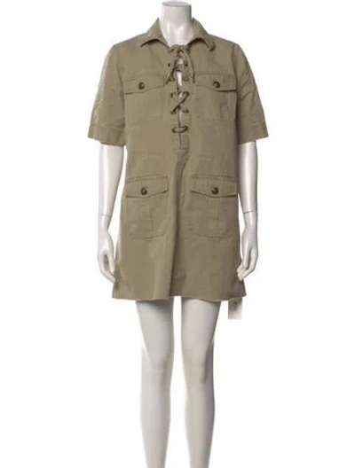 Pre-owned Zadig & Voltaire Tie Neck Mini Dress In Neutral