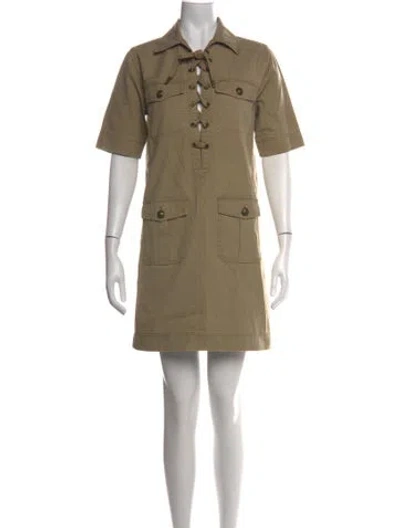Pre-owned Zadig & Voltaire Tie Neck Mini Dress In Neutrals
