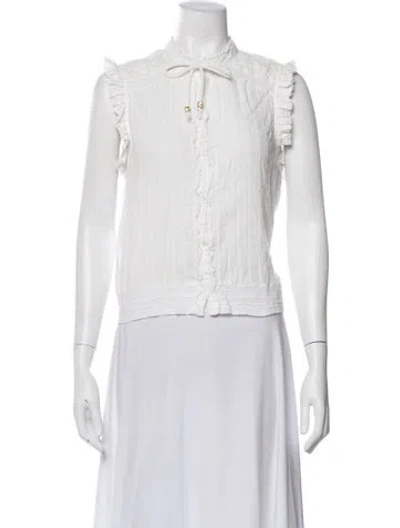 Pre-owned Zadig & Voltaire Tie Neck Sleeveless Blouse In White