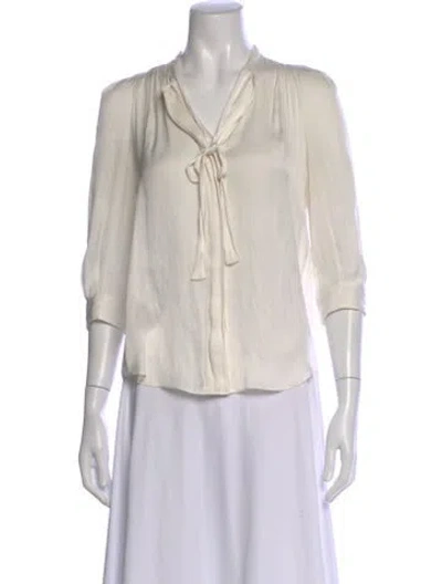 Pre-owned Zadig & Voltaire Tie Neck Three-quarter Sleeve Blouse In Neutral