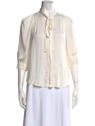 Pre-owned Zadig & Voltaire Tie Neck Three-quarter Sleeve Blouse In Neutral