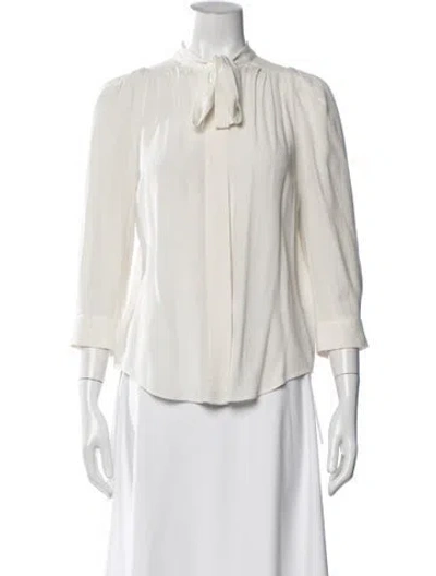 Pre-owned Zadig & Voltaire Tie Neck Three-quarter Sleeve Blouse In Neutral