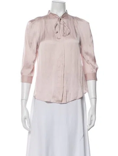 Pre-owned Zadig & Voltaire Tie Neck Three-quarter Sleeve Blouse In Pink