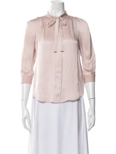 Pre-owned Zadig & Voltaire Tie Neck Three-quarter Sleeve Blouse In Pink