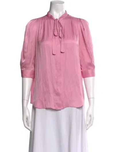 Pre-owned Zadig & Voltaire Tie Neck Three-quarter Sleeve Blouse In Pink