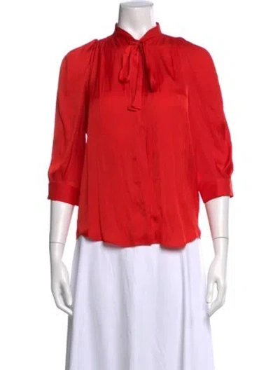 Pre-owned Zadig & Voltaire Tie Neck Three-quarter Sleeve Blouse In Red