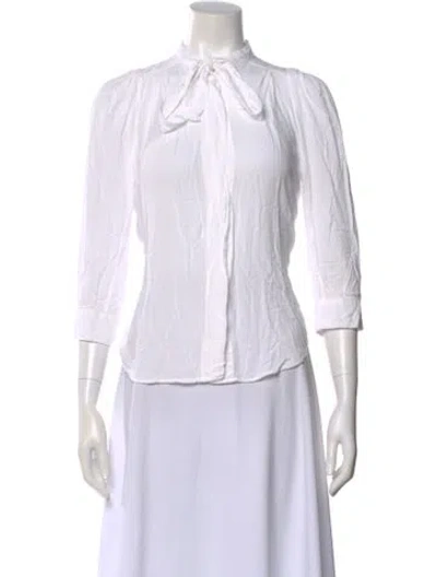 Pre-owned Zadig & Voltaire Tie Neck Three-quarter Sleeve Blouse In White