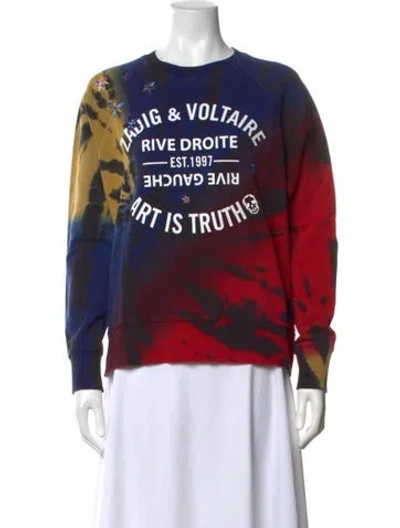 Pre-owned Zadig & Voltaire Tie-dye Print Crew Neck Sweatshirt In Black