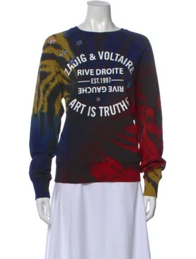 Pre-owned Zadig & Voltaire Tie-dye Print Crew Neck Sweatshirt In Blue