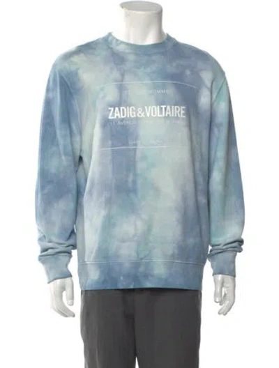Pre-owned Zadig & Voltaire Tie-dye Print Crew Neck Sweatshirt In Blue