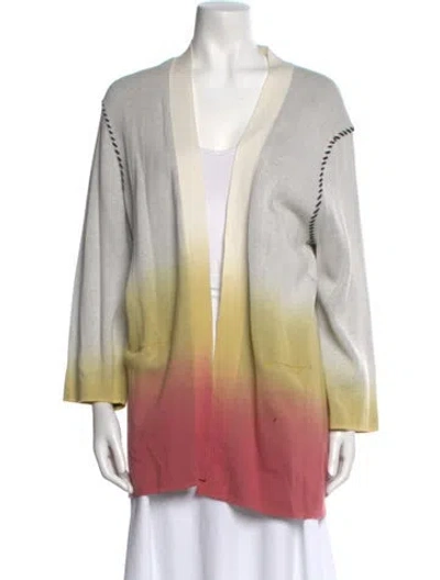Pre-owned Zadig & Voltaire Tie-dye Print V-neck Sweater In White