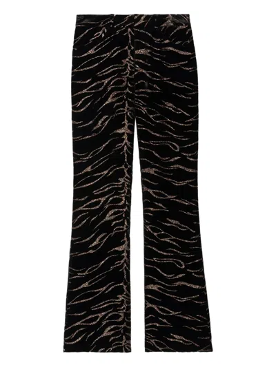 Zadig & Voltaire Tiger-print Trousers In Black