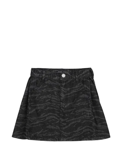 Zadig & Voltaire Kids' Tiger-print Denim Skirt In Black