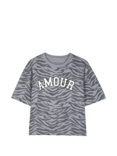 Zadig & Voltaire Kids' Tiger-print Logo-print T-shirt In Multi