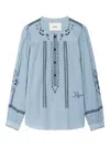 Zadig & Voltaire Tigy Embroidered Cotton Tunic In Blue