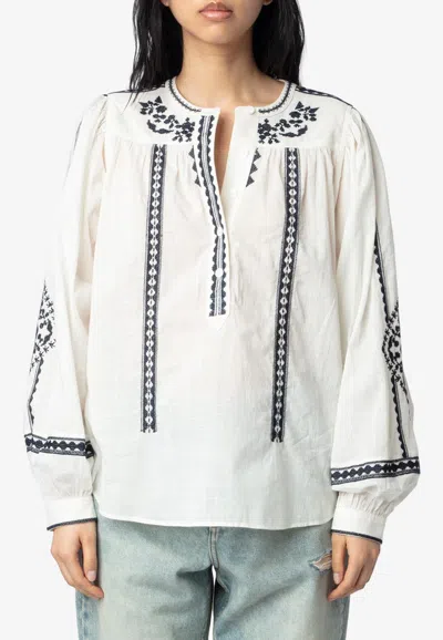 Zadig & Voltaire Tigy Kozak Embroidered Blouse