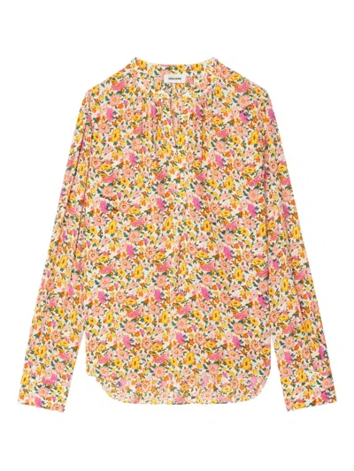 Zadig & Voltaire Tink Floral-print V-neck Tunic Top