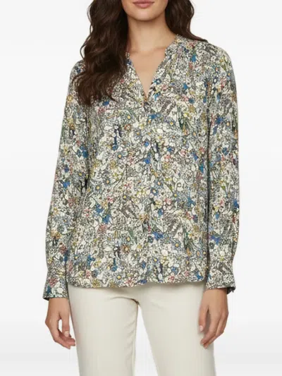 Pre-owned Zadig & Voltaire Tink Floral-print Crinkled Top In Neutrals
