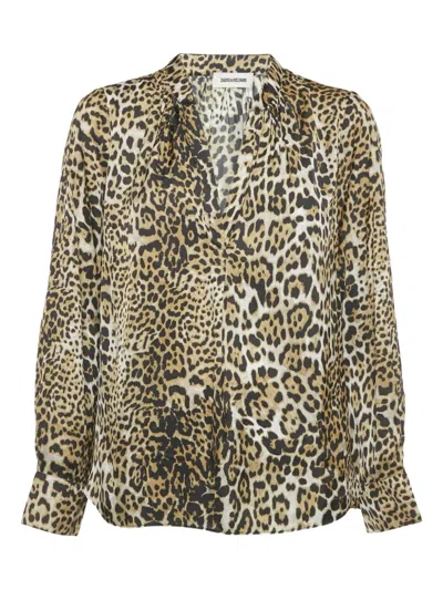 Pre-owned Zadig & Voltaire Tink Leopard-print Blouse In Brown