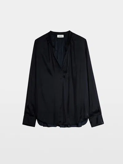 Zadig & Voltaire Tink Satin Blouse In Black