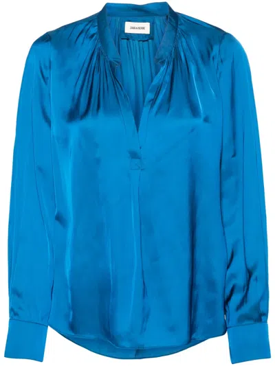 Zadig & Voltaire Tink Satin Blouse In Blue