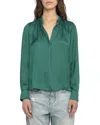 Zadig & Voltaire Tink Relaxed-fit Satin Shirt In Green