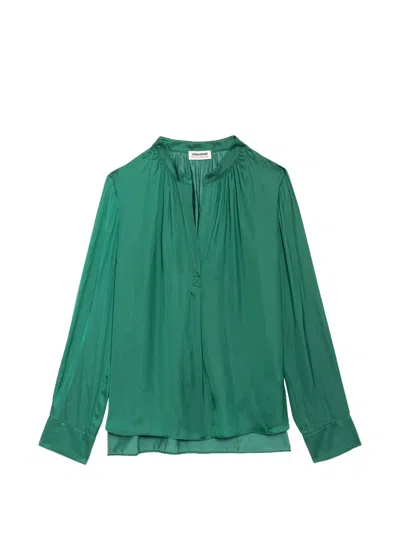 Zadig & Voltaire Tink Satin Blouse In Green