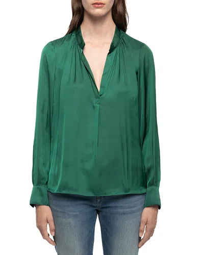 Zadig & Voltaire Tink Satin Blouse In Green