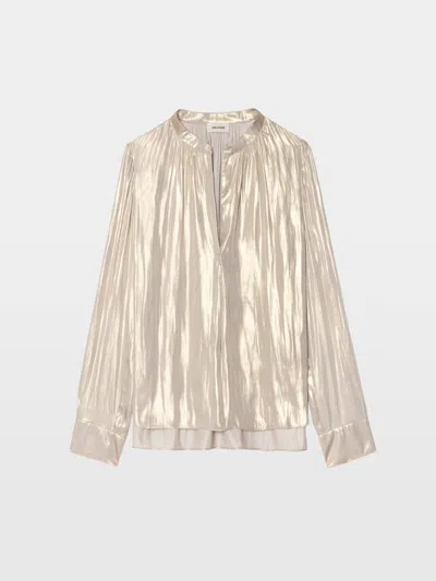 Zadig & Voltaire Womens Gold Tink Ruched Satin Blouse
