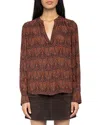 Zadig & Voltaire Tinko Paisley Print Long Sleeve Shirt In Brown