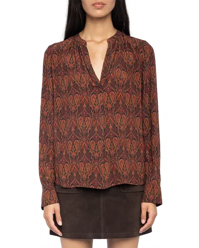 Zadig & Voltaire Tinko Paisley Print Long Sleeve Shirt In Brown