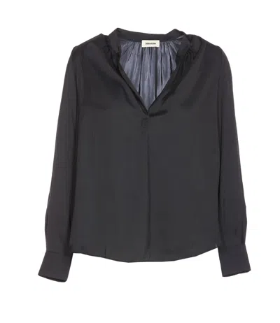 Zadig & Voltaire V-collar Long-sleeved Shirt In Black