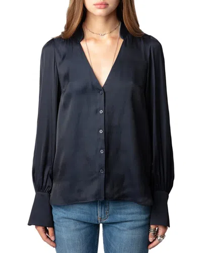 Zadig & Voltaire Tinous Satin Shirt In Black