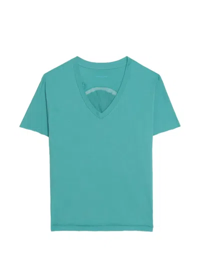 Zadig & Voltaire Womens Borneo Tommer Graphic-print Short-sleeve Cotton T-shirt In Blue