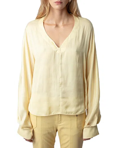 Zadig & Voltaire Tonastir Satin Linen-blend Shirt In Neutral