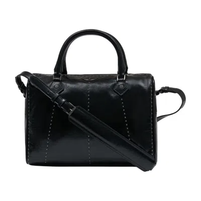 Zadig & Voltaire Studded Calfskin Top Handle Bag In Black