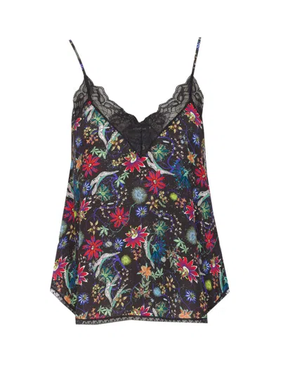 Zadig & Voltaire Womens Encre Christy Floral-print Woven Camisole In Black