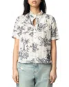 Zadig & Voltaire Womens Ecru Palm-print Short-sleeved Cotton Shirt