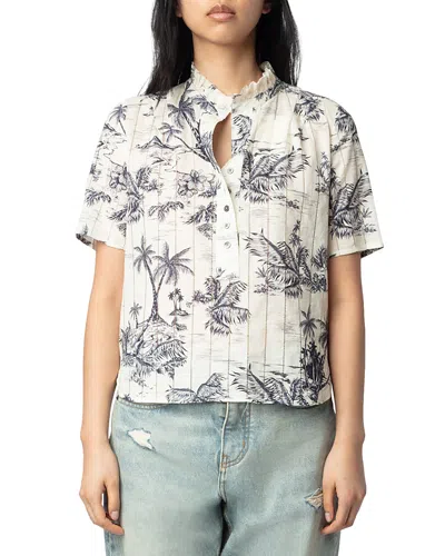 ZADIG & VOLTAIRE TOPHER COTON TROPICAL ISLAND TOP