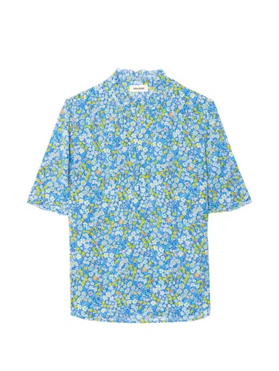 Zadig & Voltaire Topher Floral-print Blouse In Blue