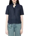 Zadig & Voltaire Topher Ruffle Blouse In Blue