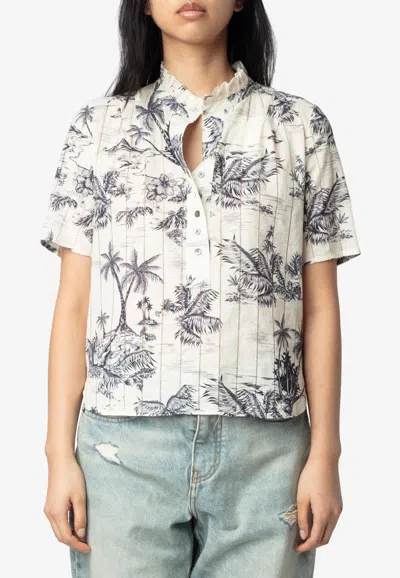 Zadig & Voltaire Topher Tropical Island Print Top