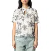 Zadig & Voltaire Womens Ecru Palm-print Short-sleeved Cotton Shirt