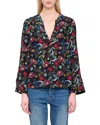 Zadig & Voltaire Torny Virgin Garden Print Split Neck Top In Multi