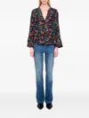 Zadig & Voltaire Torny V-neck Floral Blouse In Green