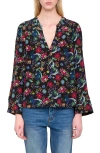 Zadig & Voltaire Torny Virgin Garden Print Split Neck Top In Multi