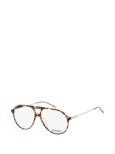 Zadig & Voltaire Tortoiseshell-effect Pilot-frame Glasses In Brown