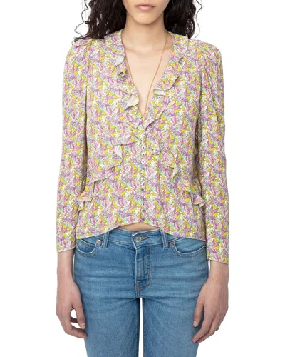 Zadig & Voltaire Tresse Crepe Liberty Wings Shirt In Neutral