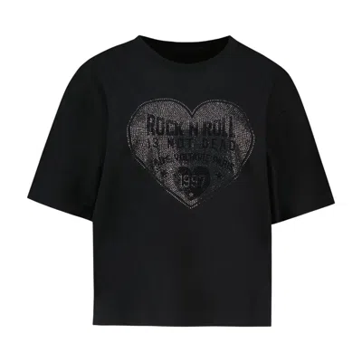 Zadig & Voltaire Taida Crystal Embellished Graphic Heart T-shirt In Black
