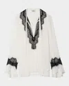 Zadig & Voltaire Tuan Lace Crepe De Chine Blouse